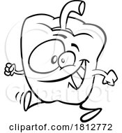 Poster, Art Print Of Marching Bell Pepper Black And White Cartoon