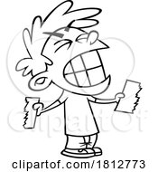 Poster, Art Print Of Boy Tearing Paper Black And White Cartoon