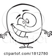 Poster, Art Print Of Happy Kiwi Fruit Black And White Cartoon