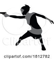 Poster, Art Print Of Woman Gun Silhouette Detective Secret Agent Spy