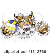 Poster, Art Print Of Wildcat Cougar Lynx Lion Volleyball Claw Mascot