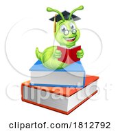 Poster, Art Print Of Book Worm Reading Cartoon