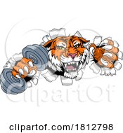 Tiger Weight Lifting Dumbbell Gym Animal Mascot