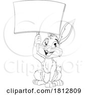 Easter Bunny Rabbit Holding A Sign Cartoon