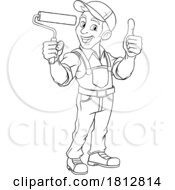 Painter Decorator Paint Roller Cartoon Handy Man