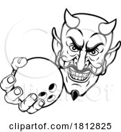 Devil Ten Pin Bowling Ball Sports Mascot Cartoon