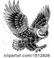 Owl Mascot Bird Wings Spread Flying Illustration