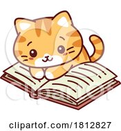 Poster, Art Print Of Cartoon Orange Cat Reading A Book