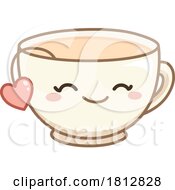 Cartoon Kawaii Tea Cup With A Heart Tag