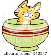 Poster, Art Print Of Cartoon Cat Sitting In A Bowl