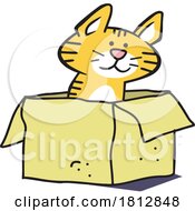 Cartoon Cat Sitting In A Box