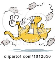 Cartoon Cat Playing With Toy Mice