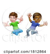 Poster, Art Print Of Jumping Boys Kids Children Cartoon