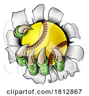 Claw Softball Baseball Ball Dragon Monster Hand by AtStockIllustration #COLLC1812867-0021