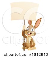 Easter Bunny Rabbit Holding A Sign Cartoon