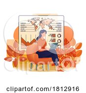 Woman Working Laptop Business Report Illustration