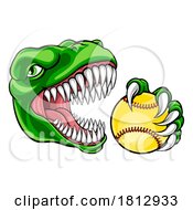 Poster, Art Print Of Dinosaur Softball Animal Sports Team Mascot