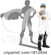 Superhero Doctor Pointing With Super Hero Shadow