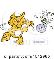 Cartoon Mischievous Cat Swiping A Vase