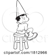 Poster, Art Print Of Cartoon Black And White Boy Wearing A Dunce Cap