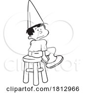 Cartoon Black And White Boy Wearing A Dunce Cap