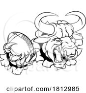 Bull Minotaur Longhorn Cow Football Mascot Cartoon