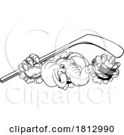 Poster, Art Print Of Elephant Ice Hockey Player Animal Sports Mascot