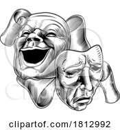 Poster, Art Print Of Theater Or Theatre Drama Comedy And Tragedy Masks