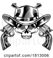 Poster, Art Print Of Cowboy Hat Pistols Skull Pirate Cross Bones