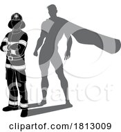 Poster, Art Print Of Superhero Firefighter Fireman Super Hero Shadow