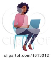 Poster, Art Print Of Woman Using Laptop Computer Cartoon Illustration