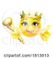 Poster, Art Print Of Queen Princess Emoticon Gold Crown Cartoon Face
