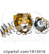 Lion Angry Pool 8 Ball Billiards Mascot Cartoon