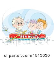 Grandpa Taking Children Rafting Licensed Clipart Cartoon