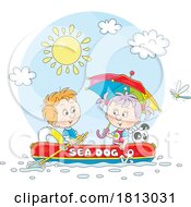 Poster, Art Print Of Children Rafting Licensed Clipart Cartoon