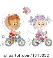 Girls Riding Bikes Licensed Clipart Cartoon