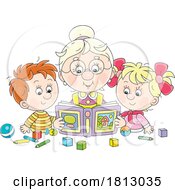 Granny Reading With Children Licensed Clipart Cartoon