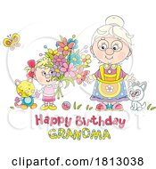 Poster, Art Print Of Happy Birthday Grandma Granny With A Girl Licensed Clipart Cartoon