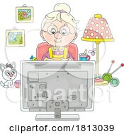 Granny Watching TV Licensed Clipart Cartoon