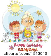Happy Birthday Grandma Granny With Children Licensed Clipart Cartoon
