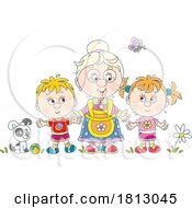Granny With Children Licensed Clipart Cartoon