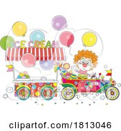 Clown Puppling An Ice Cream Cart Licensed Clipart Cartoon by Alex Bannykh