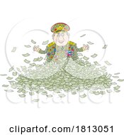 Poster, Art Print Of Corrupt General In A Pile Of Cash Licensed Clipart Cartoon