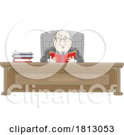 Man Reading At A Desk Licensed Clipart Cartoon