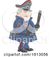 Poster, Art Print Of Suspicious Officer Holding A Baton Licensed Clipart Cartoon