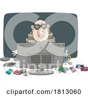 Poster, Art Print Of Prisoner Scamming With Credit Cards Online Licensed Clipart Cartoon