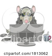 Poster, Art Print Of Evil Secret Intelligence Agent Rat At A Computer Licensed Clipart Cartoon