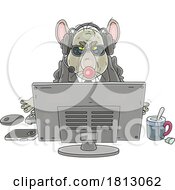 Evil Secret Intelligence Agent Rat At A Computer Licensed Clipart Cartoon