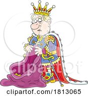 Sad Greedy King Seeing A Nearly Empty Sack Of Gold Licensed Clipart Cartoon