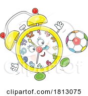 Alarm Clock Mascot Playing Soccer Licensed Clipart Cartoon